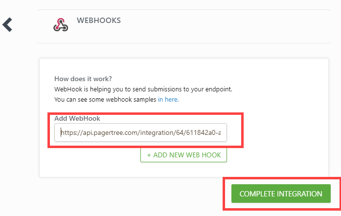 webhooks PagerTree Endpoint URL.